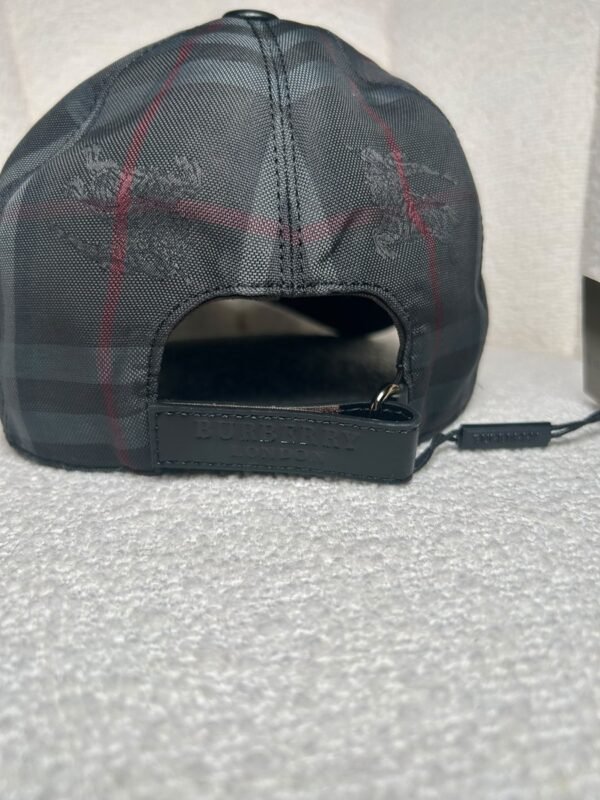 Burberry House check baseball cap in black, back strap detail