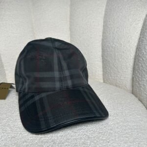 Burberry House check baseball cap in black, front view