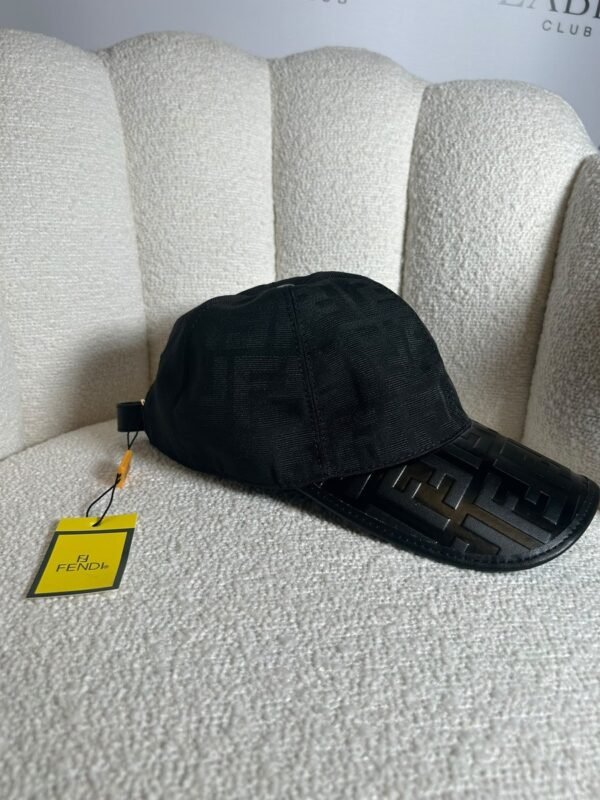 Fendi FF logo baseball cap in black, angled side view
