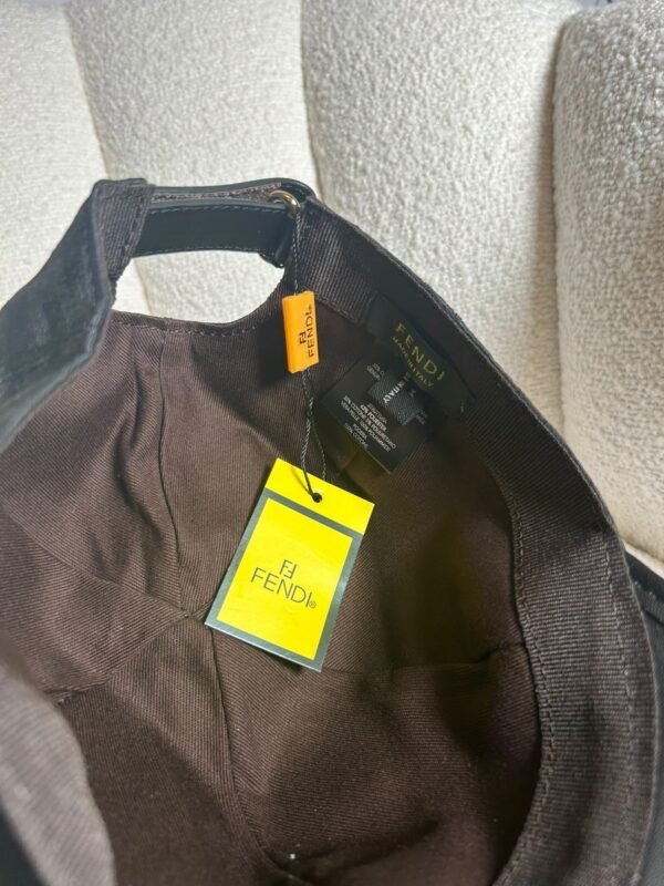 Fendi FF logo baseball cap in black, interior lining and authenticity tag