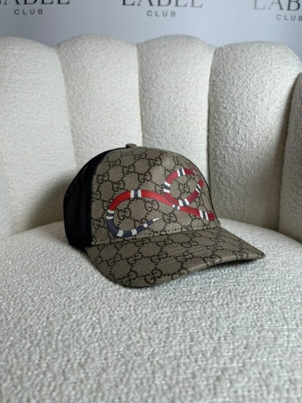 Gucci GG Supreme kingsnake trucker cap, front view
