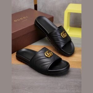 Gucci GG Marmont Quilted Slides — Black