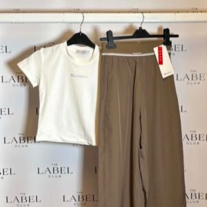 Lululemon mocha crop tee and wide-leg pants set, full outfit