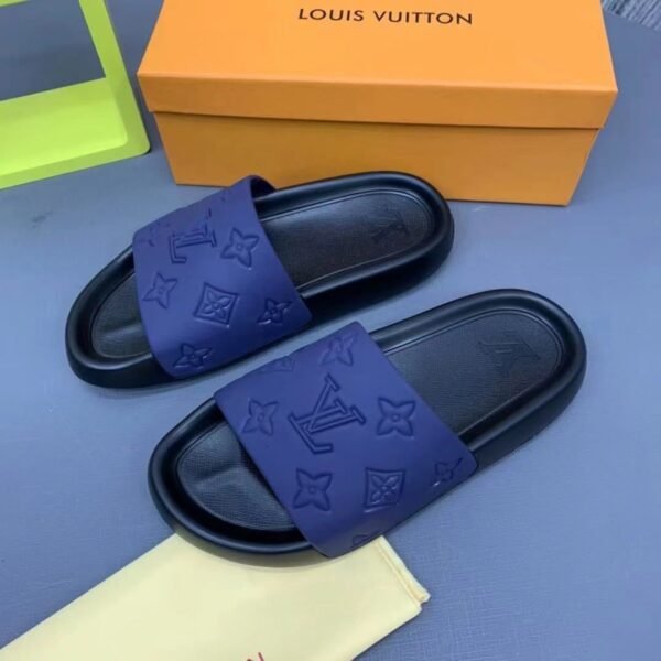 LVBLU-1 Louis Vuitton Pool Pillow Slides — Blue Monogram