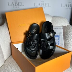Louis Vuitton LV buckle slides in black leather