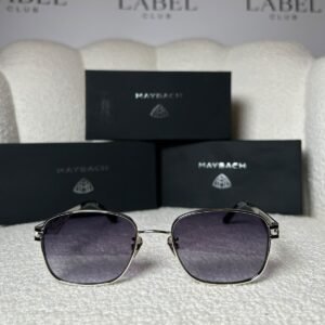Silver rounded square sunglasses with smoke purple gradient lenses