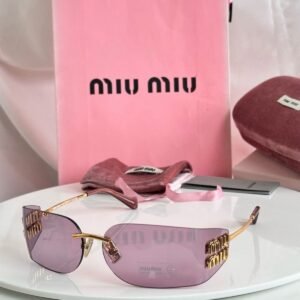 MIUPNK-1 Miu Miu Rimless Sunglasses — Pink / Gold