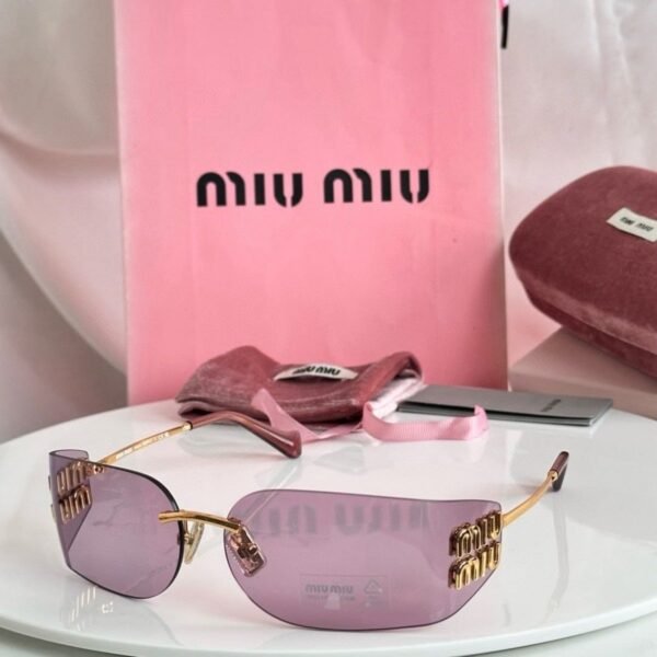 Miu Miu Rimless Sunglasses — Pink / Gold