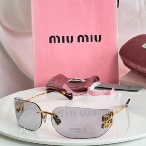 MUA51S-GRY-1 Miu Miu Rimless Sunglasses — Grey / Gold