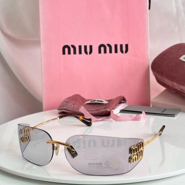 MUA51S-GRY-1 Miu Miu Rimless Sunglasses — Grey / Gold