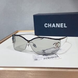 Chanel CH9582 Shield Sunglasses — Silver / Green