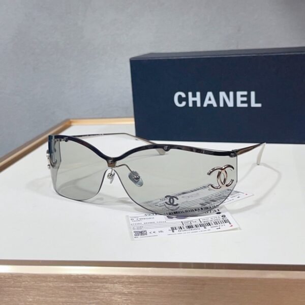 Chanel CH9582 Shield Sunglasses — Silver / Green