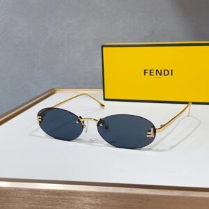Fendi Oval Sunglasses — Blue / Gold