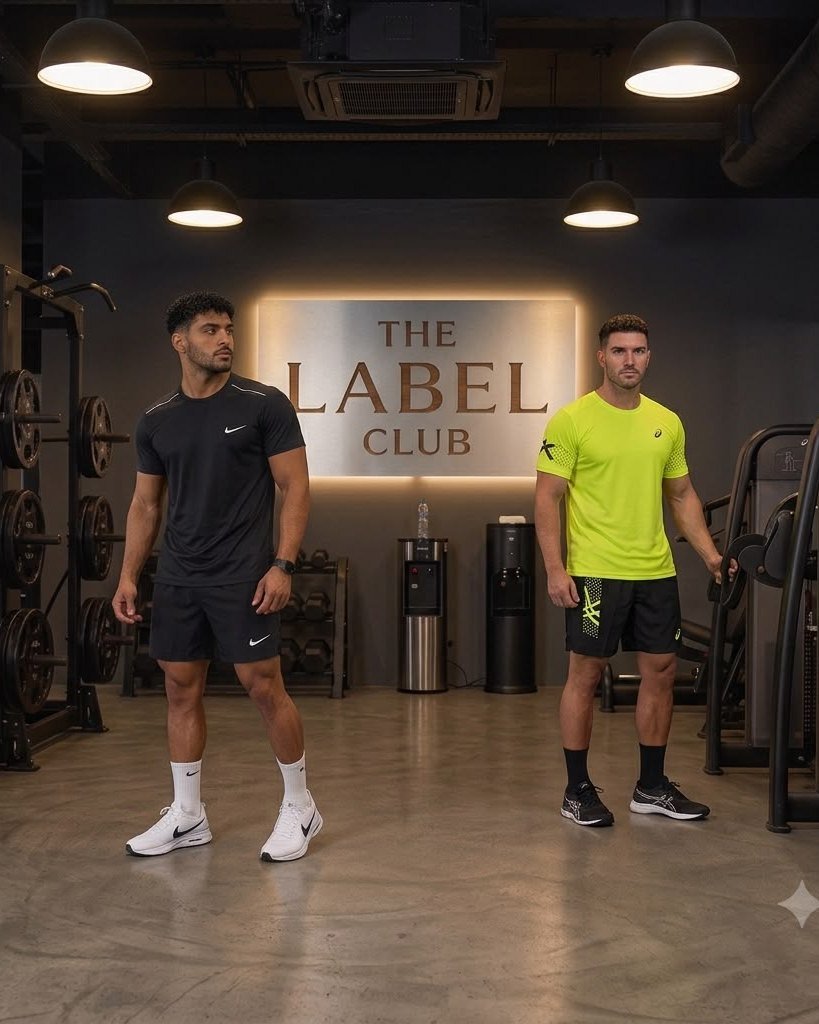 Two men in sportswear in The Label Club gym